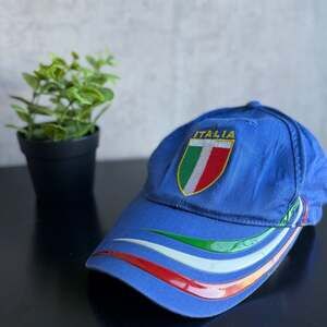 Italia Baseball Cap Blue Tricolor Shield Crest Adjustable Hat